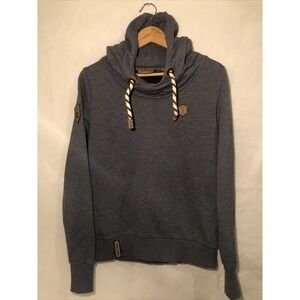 NAKETANO BRAVE NEW WORLD Medium Gray Leather Detail Rope Ties HOODIE Pullover